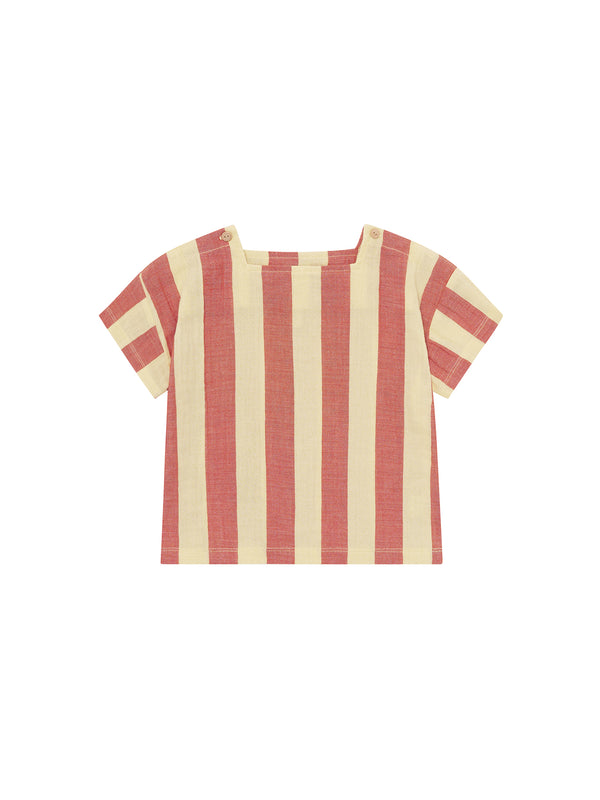 Tomato Stripes Square Neck T-Shirt