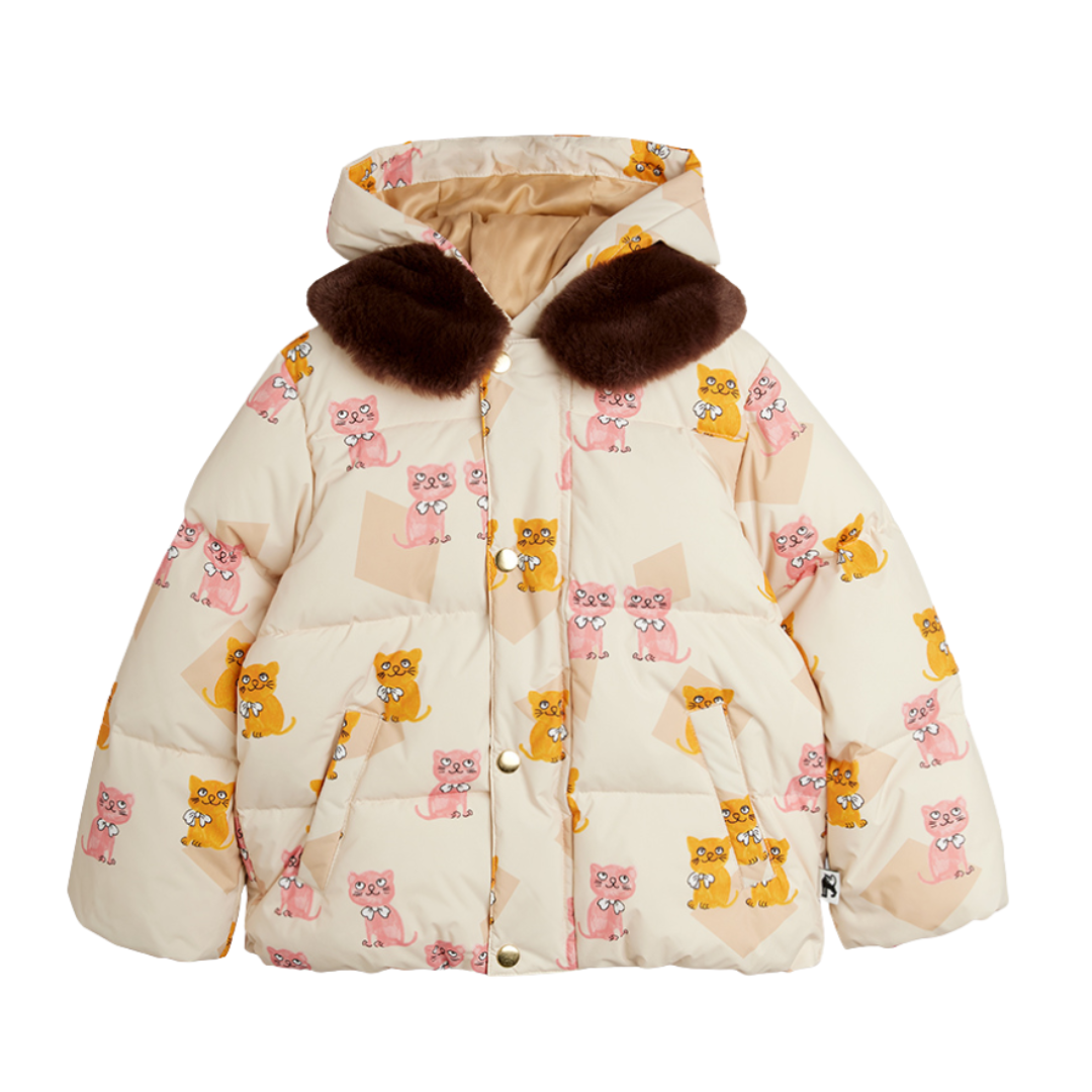 Kittens Faux Fur Collar Puffer Jacket