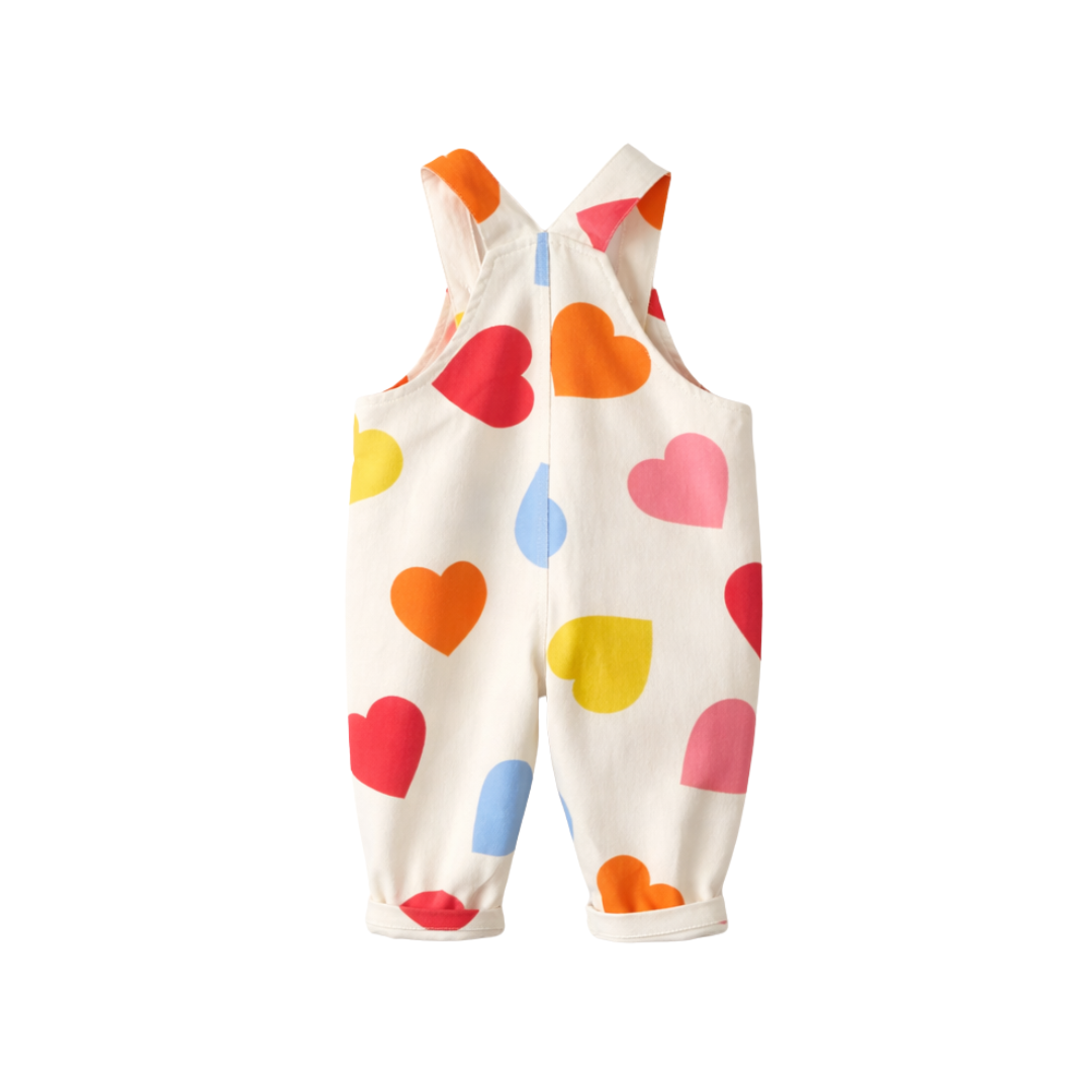 Colored Hearts Beige Overalls