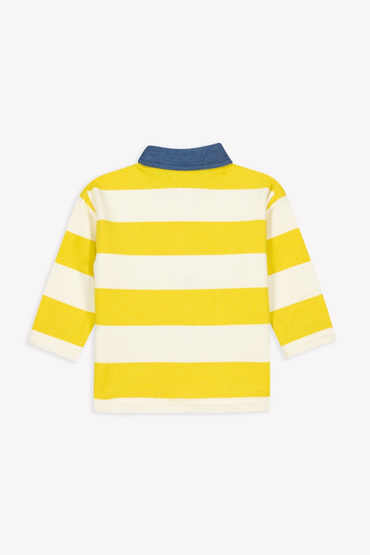 Bonton Pesto Striped Cotton Baby Polo in Yellow