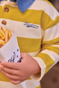Bonton Pesto Striped Cotton Baby Polo in Yellow