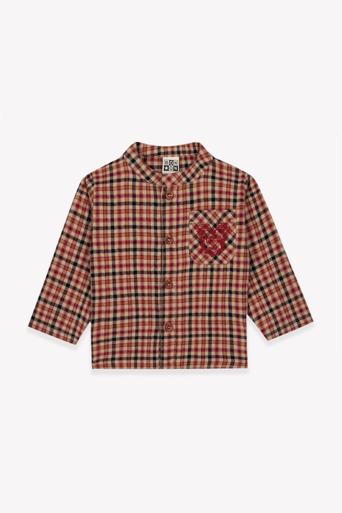 Bonton Never Check Cotton Baby Shirt in Multi