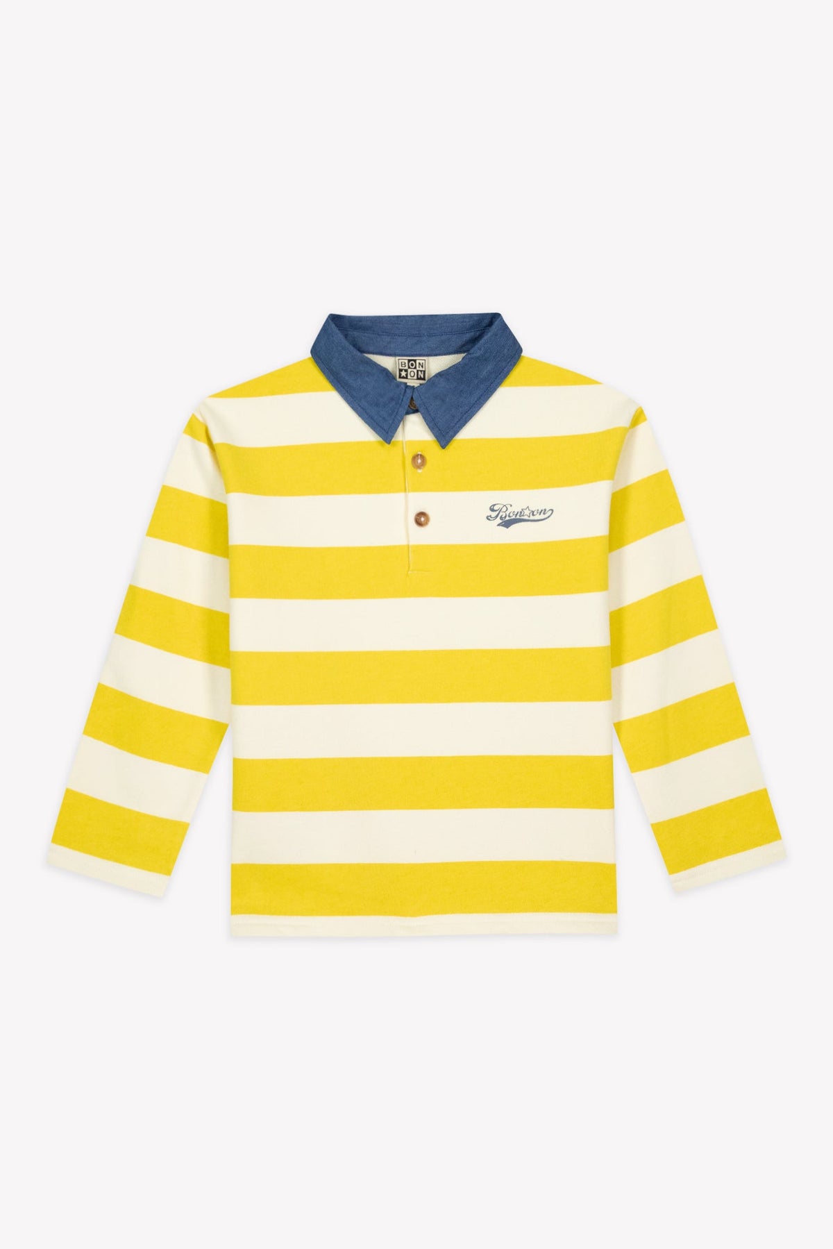 Bonton Pesto Striped Cotton Polo in Yellow
