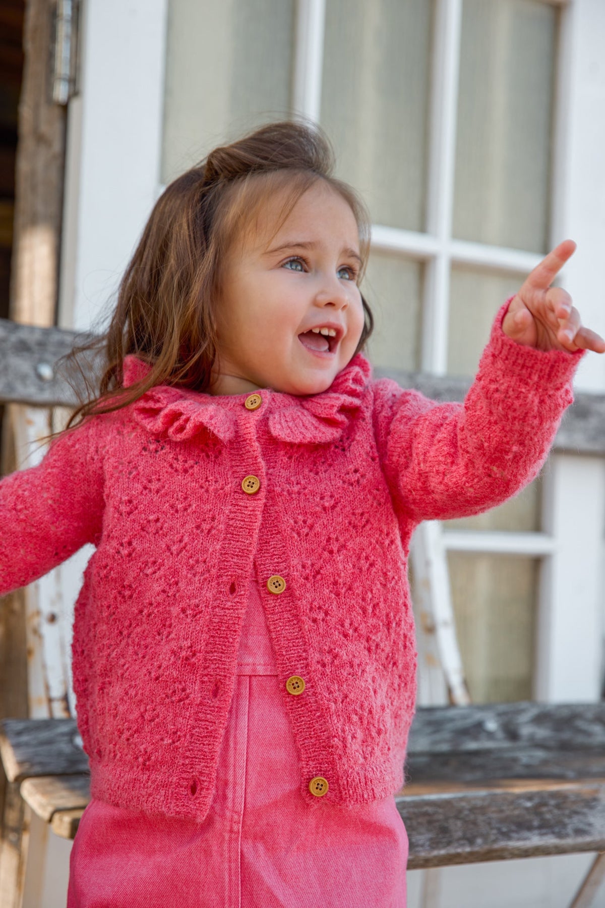 Bonton Corolle Mohair-Blend Baby Cardigan in Pink