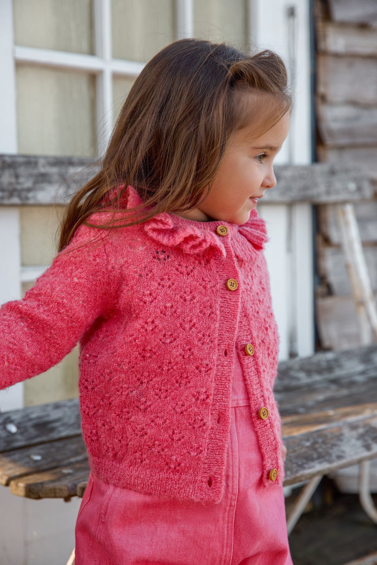 Bonton Corolle Mohair-Blend Baby Cardigan in Pink