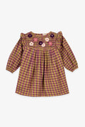Bonton Mirtle Embroidered Check Dress in Multi