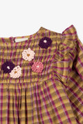 Bonton Mirtle Embroidered Check Dress in Multi