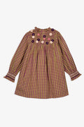 Bonton Poire Embroidered Check Dress in Multi