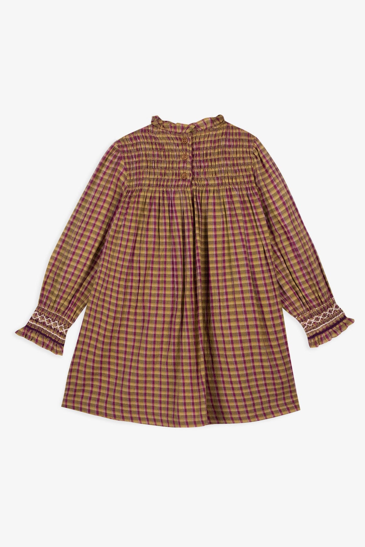 Bonton Poire Embroidered Check Dress in Multi