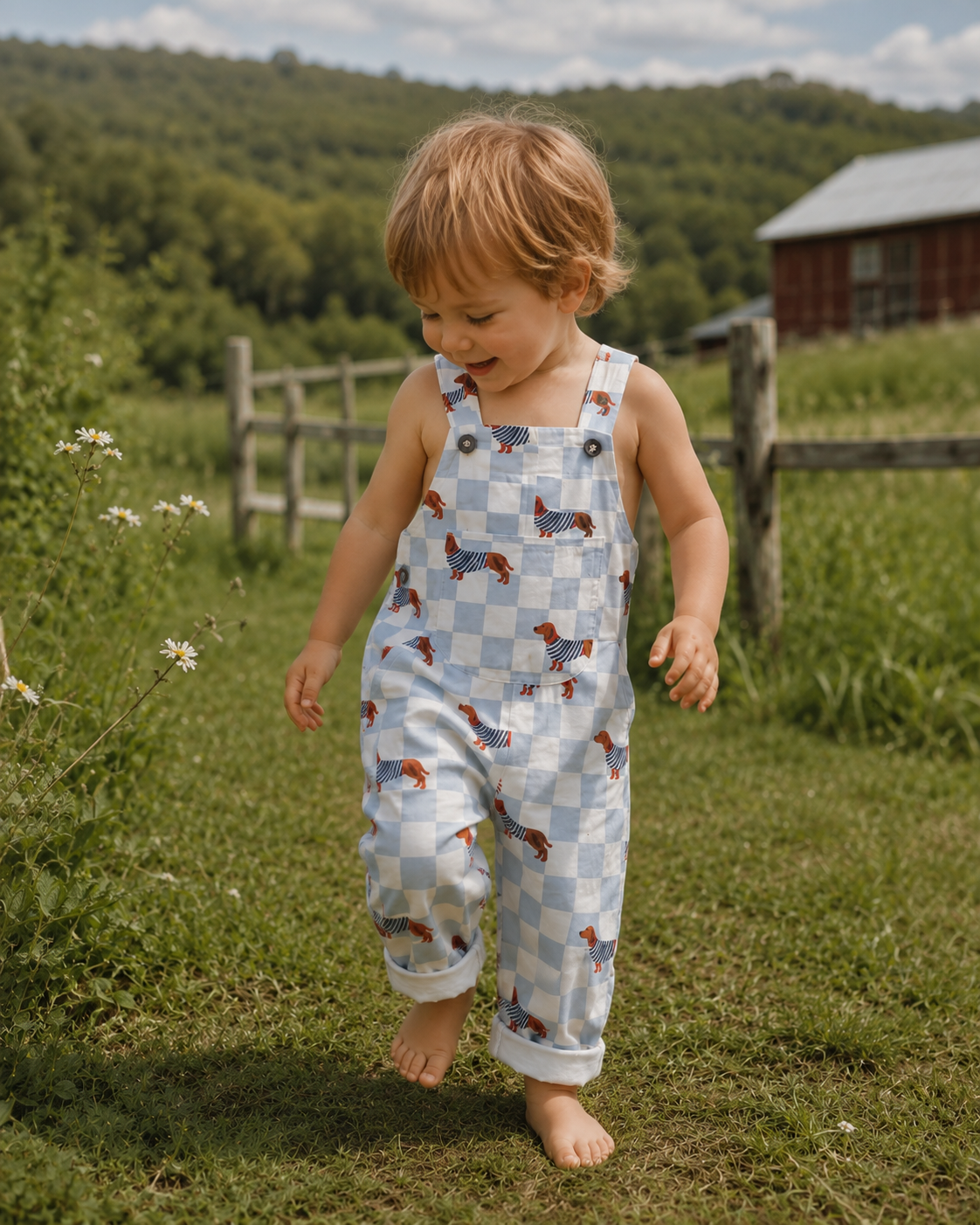 Dachshund Checkerboard Overalls | MiniOlie