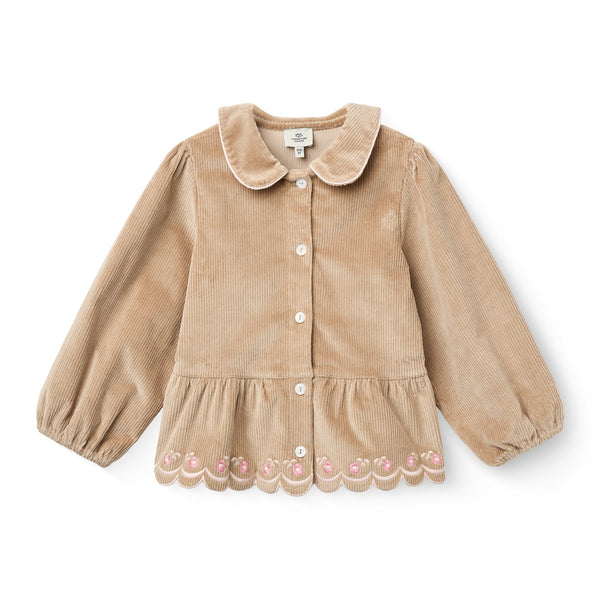 Embroidered Corduroy Blouse