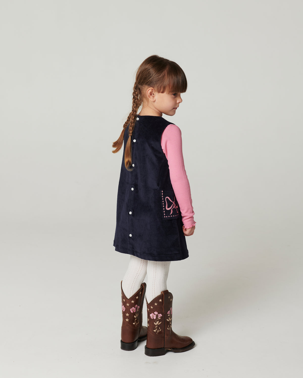 Embroidered Corduroy Dress