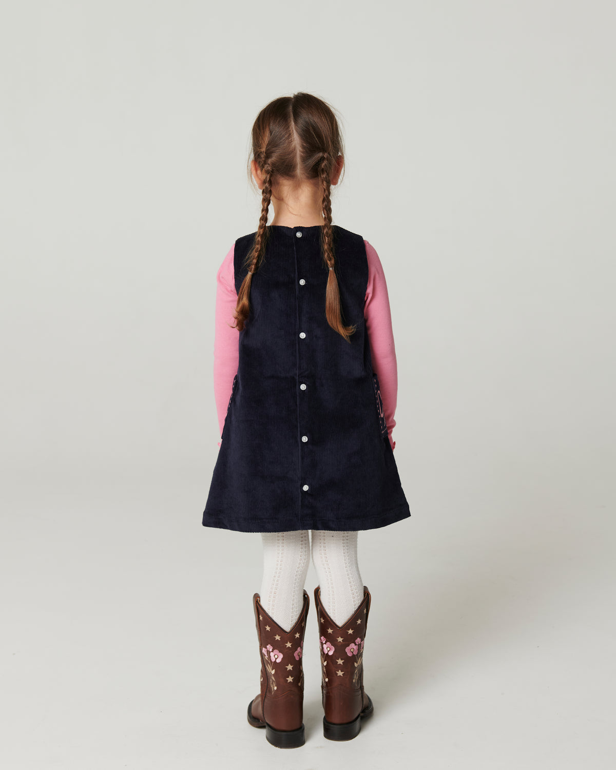 Embroidered Corduroy Dress