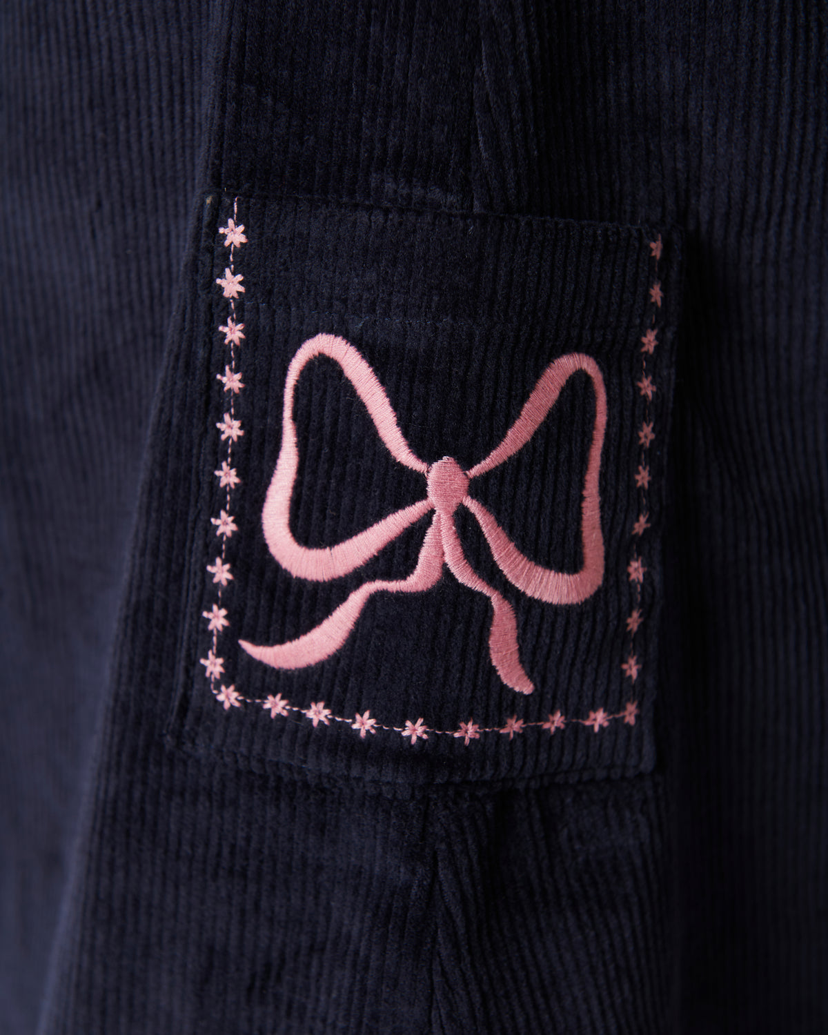 Embroidered Corduroy Dress