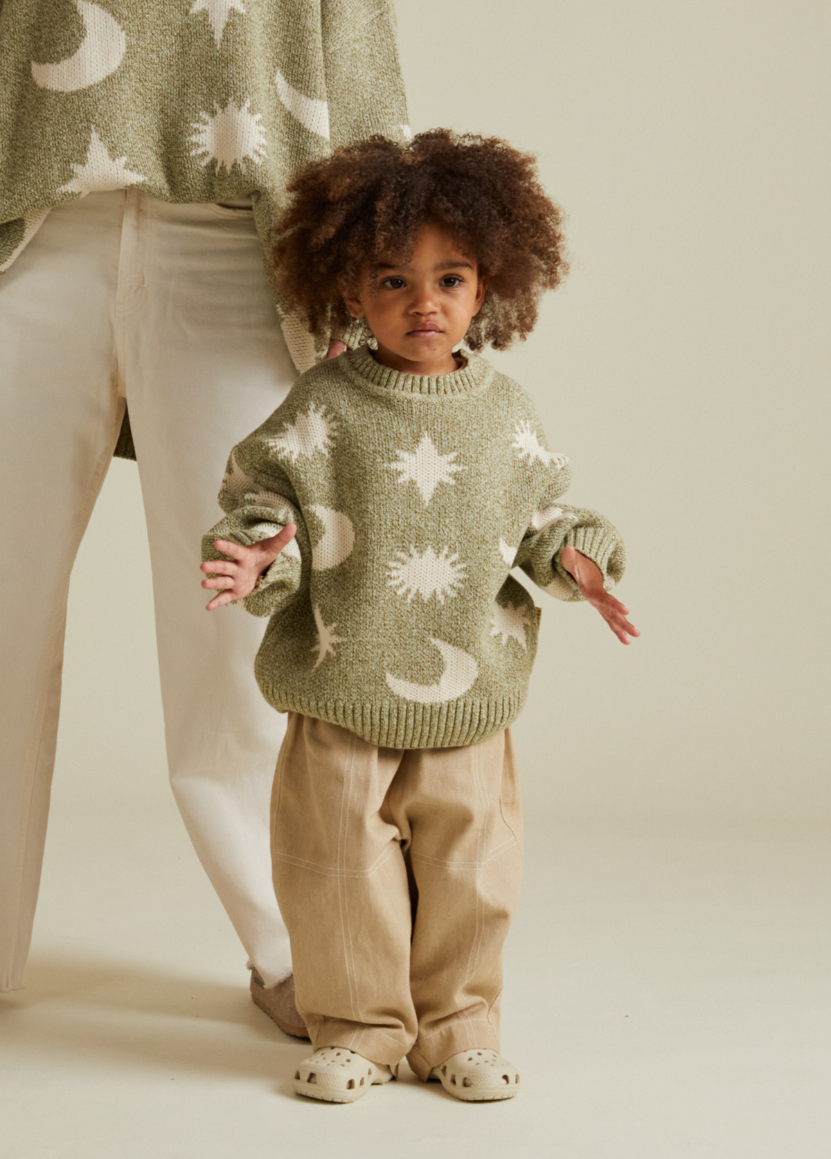 Cozmo Matcha Moon Star Sweater by Claude & Co