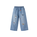 Puppy Embroidered Denim Pants