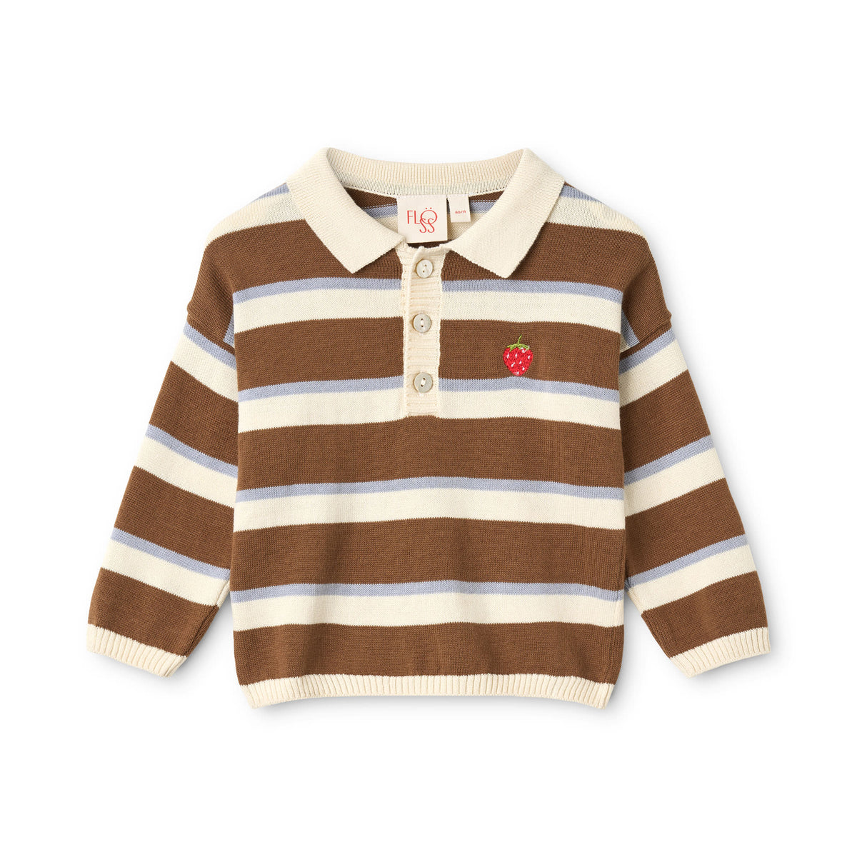 Flöss Elias Polo Sweater – Coffee/Air Stripe