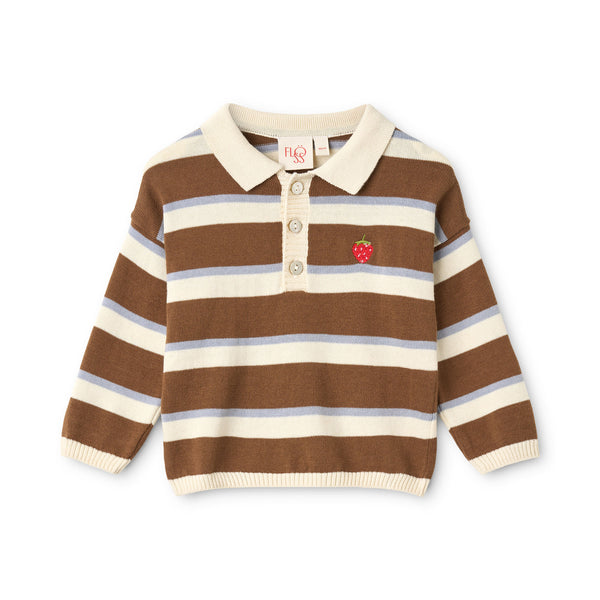 Flöss Elias Polo Sweater – Coffee/Air Stripe