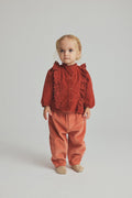 Cozmo Glory Ruffle Corduroy Blouse in Ginger