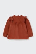 Cozmo Glory Ruffle Corduroy Blouse in Ginger