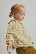 Cozmo Iris Floral Ruffle Blouse in Green