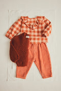 Cozmo Lille Gingham Ruffle Blouse in Ginger