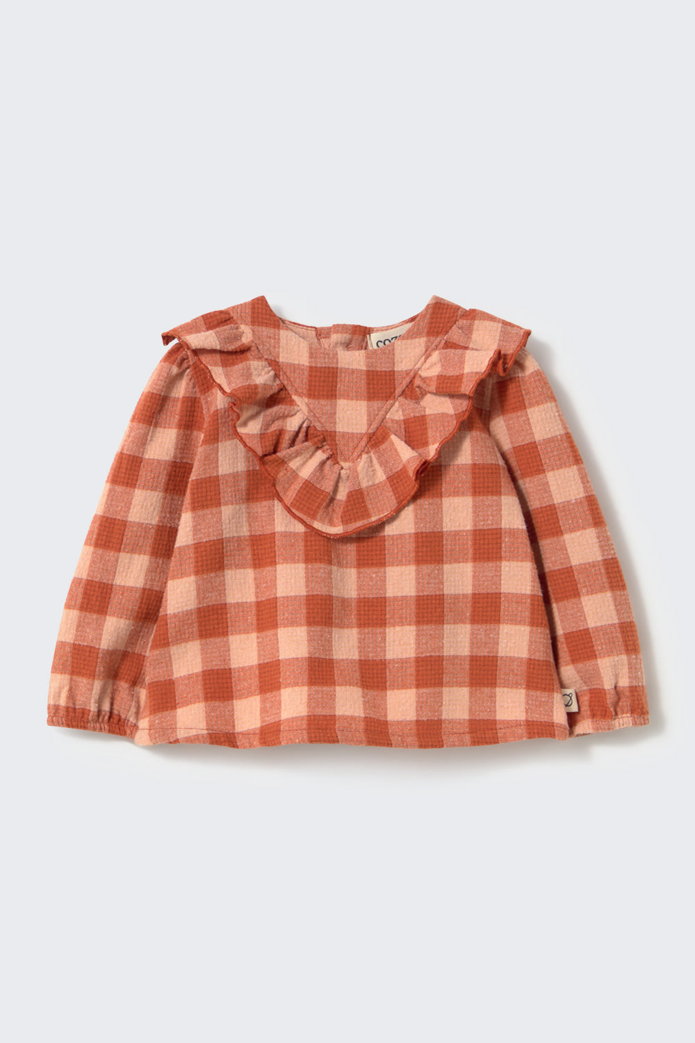 Cozmo Lille Gingham Ruffle Blouse in Ginger