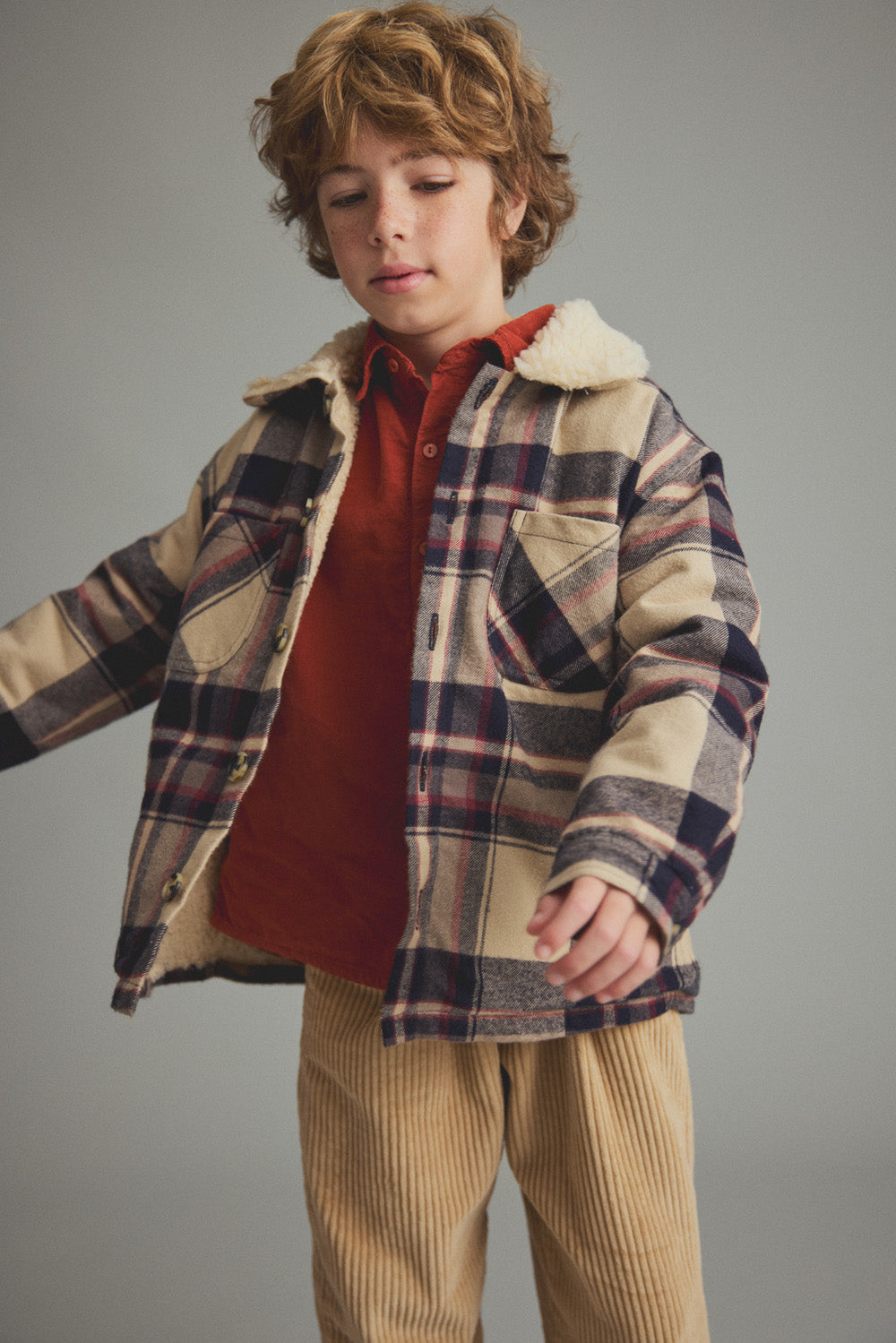 Cozmo Oslo Sherpa-Lined Plaid Jacket in Multi