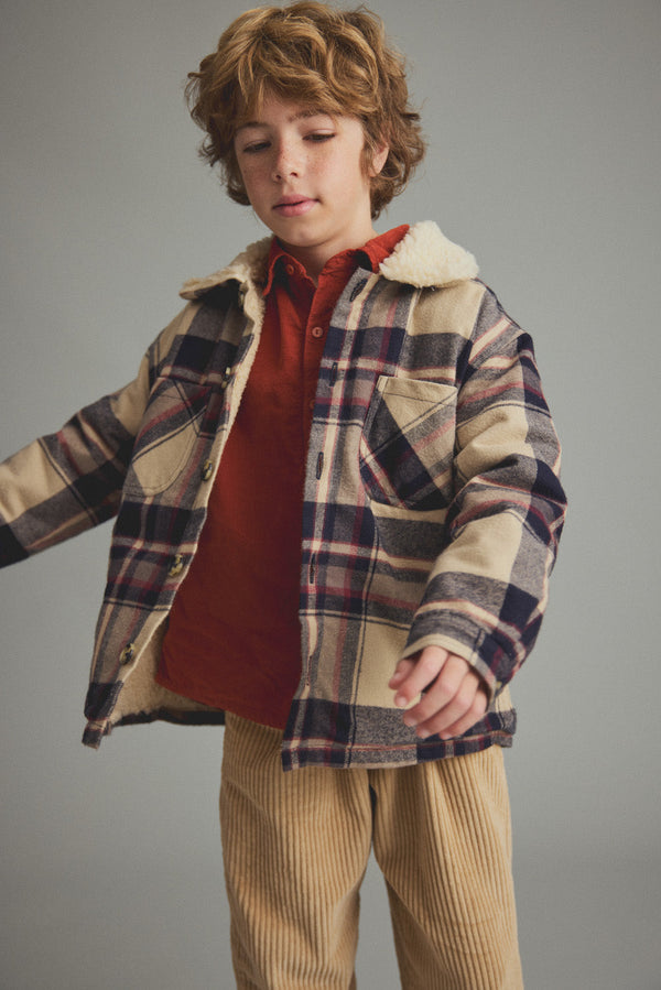 Cozmo Oslo Sherpa-Lined Plaid Jacket in Multi