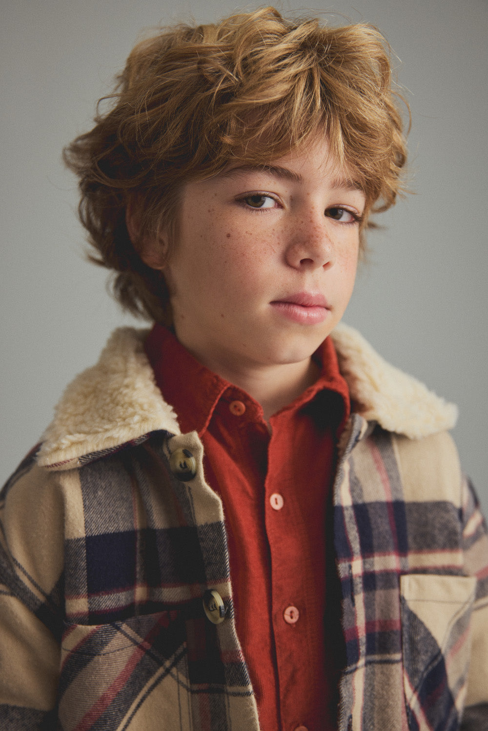 Cozmo Oslo Sherpa-Lined Plaid Jacket in Multi