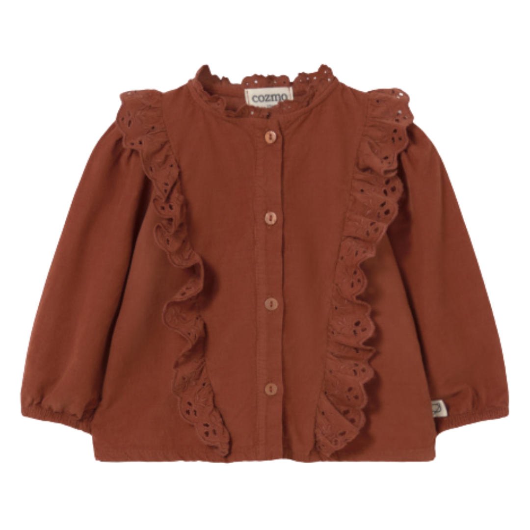 Blouse Glory en velours côtelé à volants