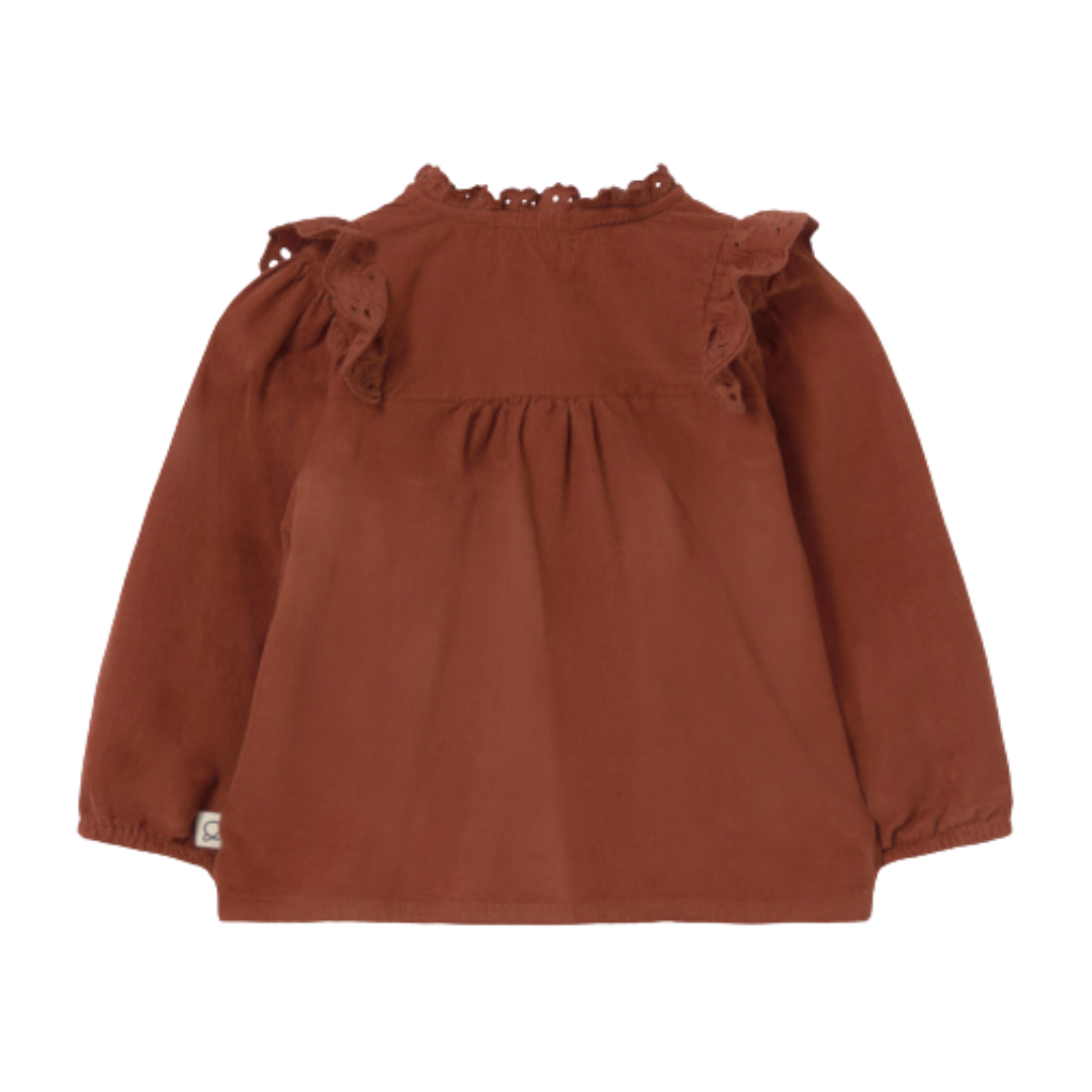 Blouse Glory en velours côtelé à volants