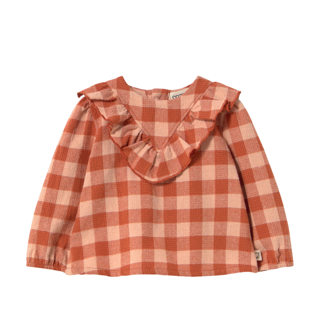 Blouse Lille à carreaux vichy et volant