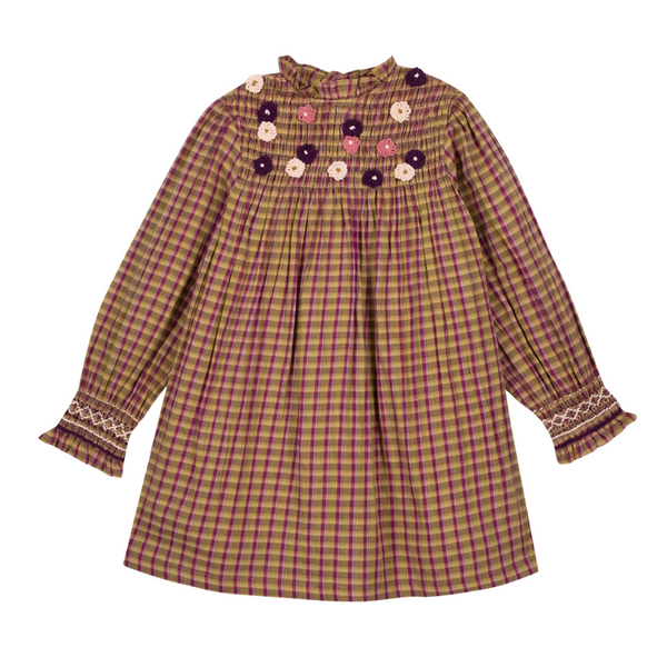 Poire Embroidered Check Dress