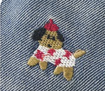 Puppy Embroidered Denim Pants