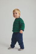 Cozmo Vigo Striped Knit Baby Sweater in Grass Navy