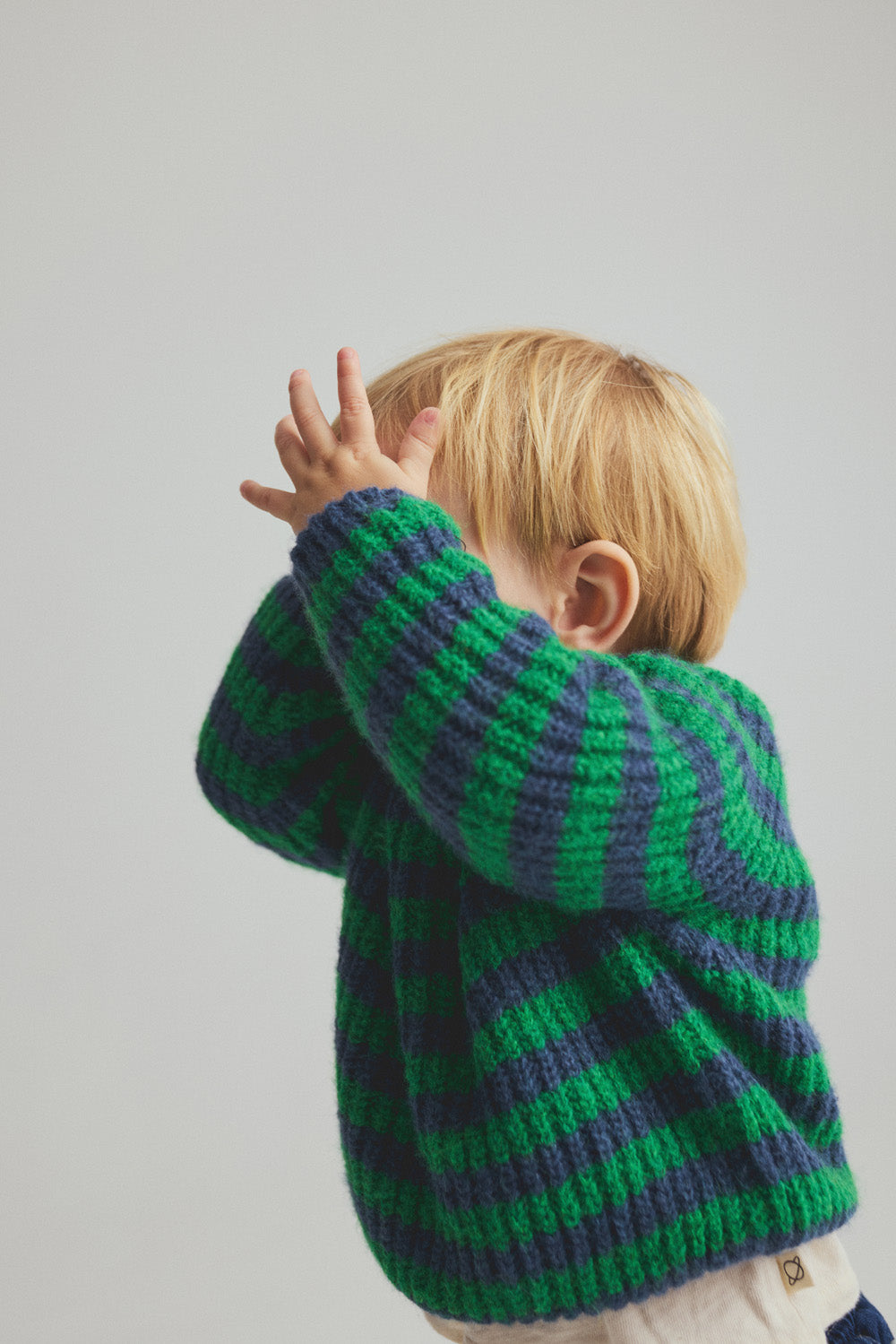 Cozmo Vigo Striped Knit Baby Sweater in Grass Navy