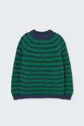 Cozmo Vigo Striped Knit Sweater in Grass Navy