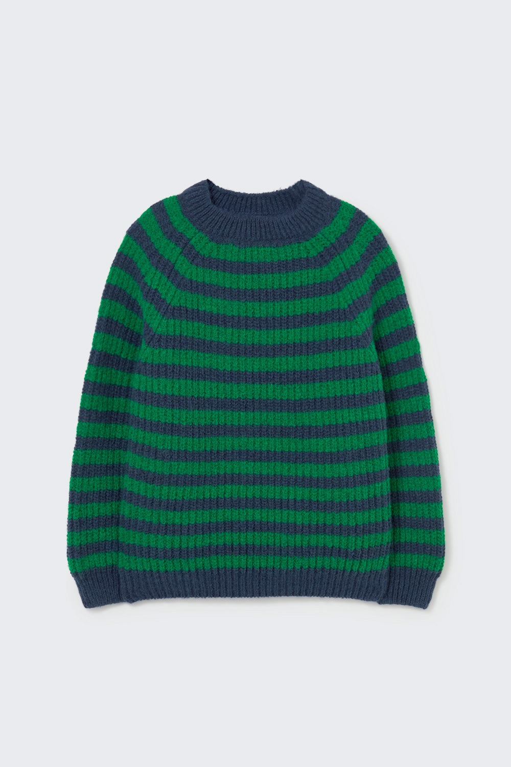 Cozmo Vigo Striped Knit Sweater in Grass Navy