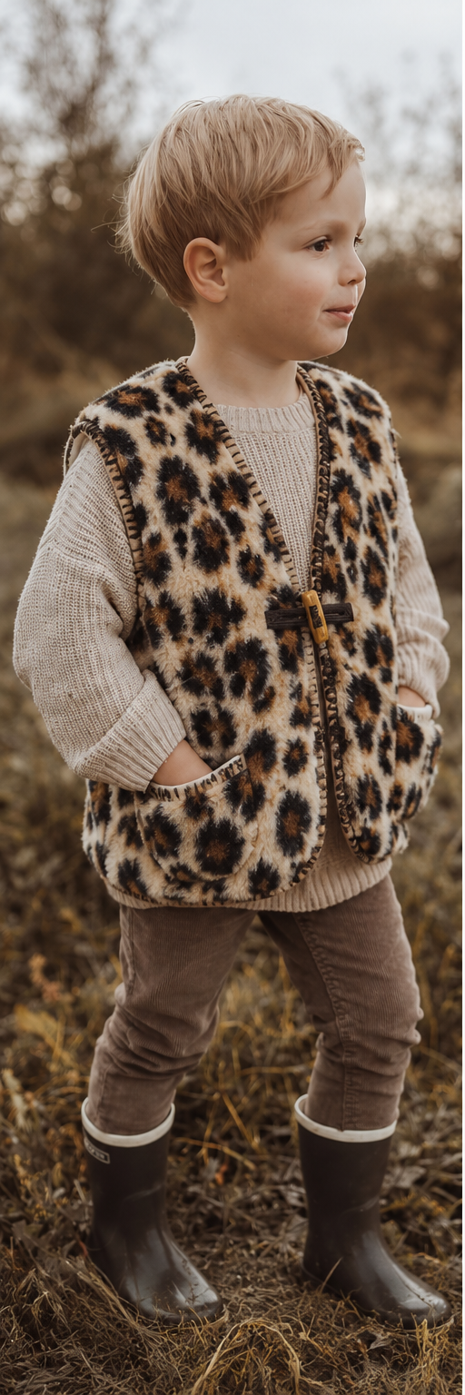 Gilet en laine à imprimé léopard Milo